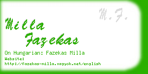 milla fazekas business card